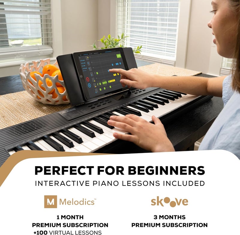 Alesis بيانو كهربائي ميلودي 61 MK4 للمبتدئين مع 61 مفتاح ومكبرات صوت وحامل لوحات/نوتات موسيقية و300 صوت ودروس موسيقية - Image 2